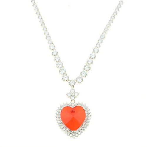 Picture of Crystal Heart Shape Necklace. Amethyst (204) Color