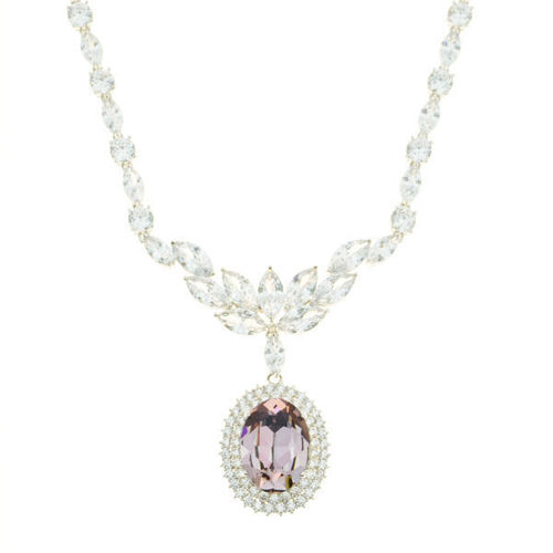 Picture of Crystal Oval Shape Necklace. Amethyst (204) Color