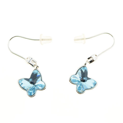 Picture of Crystal Butterfly Shape Earrings. Montana (207) Color