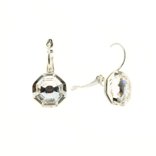 Picture of Crystal Octagon Shape Earrings. Crystal  Color