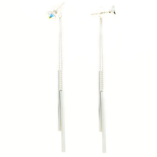 Picture of Crystal Pierced Cube Drop Changing Earrings. Crystal Aurore Boreale (001 Ab) Color