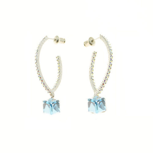 Picture of Crystl Cube Square Dangle Pierced Bella Earrings. Montana (202) Color