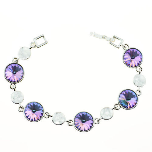 Picture of Crystal Round Shape Design Bracelet. Crystal volcano (001 vol) Color