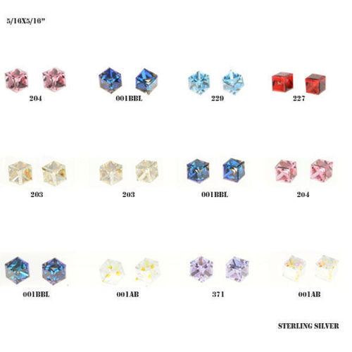 Picture of Crystal Earrings Pierced Sterling Silver Post Set Of 12.Mix Color