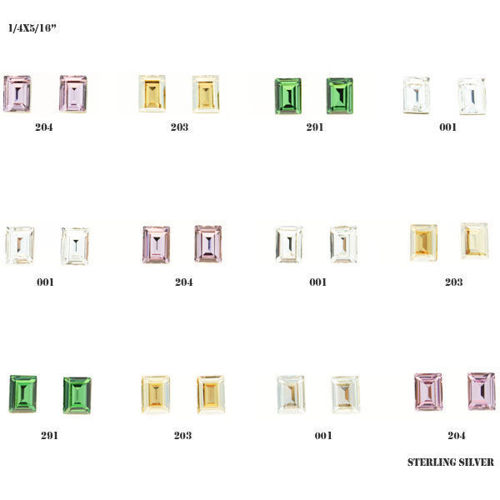 Picture of Crystal Earrings Pierced Sterling Silver Post Set Of 12. Mix Color