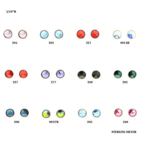 Picture of Crystal Earrings Pierced Sterling Silver Post Set Of 12. Mix Color