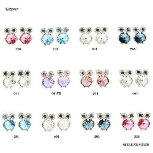 Picture of Crystal Earrings Pierced Sterling Silver Post Set Of 12.Mix Color