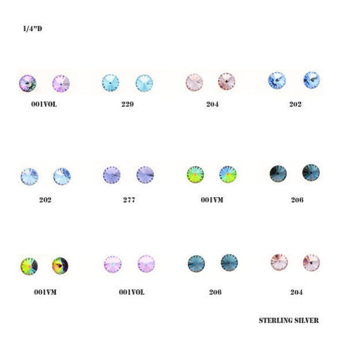 Picture of Crystal Earrings Pierced Sterling Silver Post Set Of 12. Mix Color
