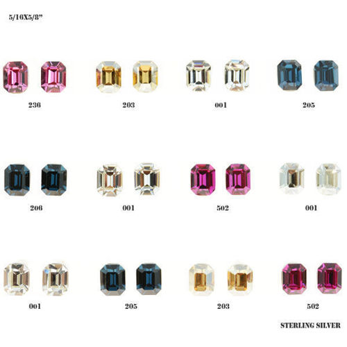 Picture of Crystal Earrings Pierced Sterling Silver Post Set Of 12. Mix Color