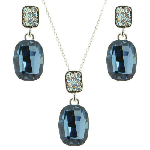 Picture of Crystal Necklace And Earrings Set Of 3. Montana (207) Color