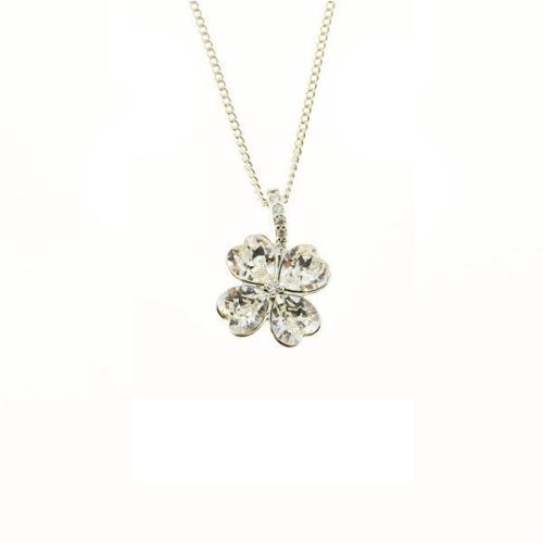 Picture of Crystal Crover Shape Necklace. Crystal  Color