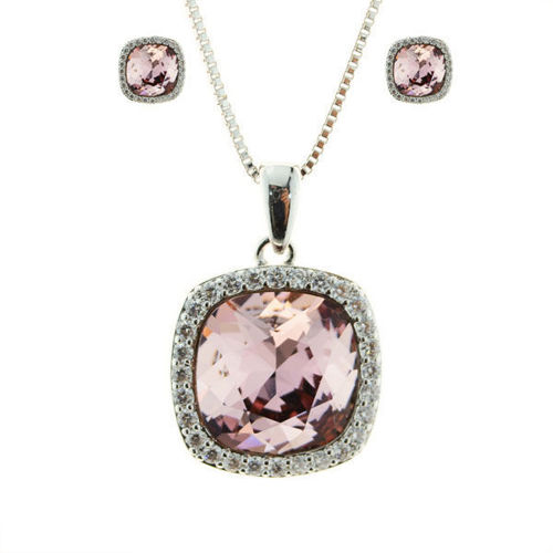Picture of Crystal Necklace And Earrings Set Of 3. Amethyst (204) Color