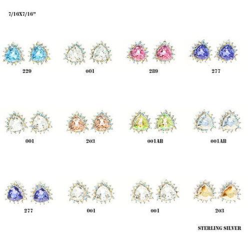 Picture of Cryatal Heart With Key Earrings And Necklace. Crystal Aurore Boreale (001 Ab) Color