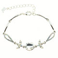 Picture of Crystal Oval With Leaf Shape Bracelet. Crystal  Color