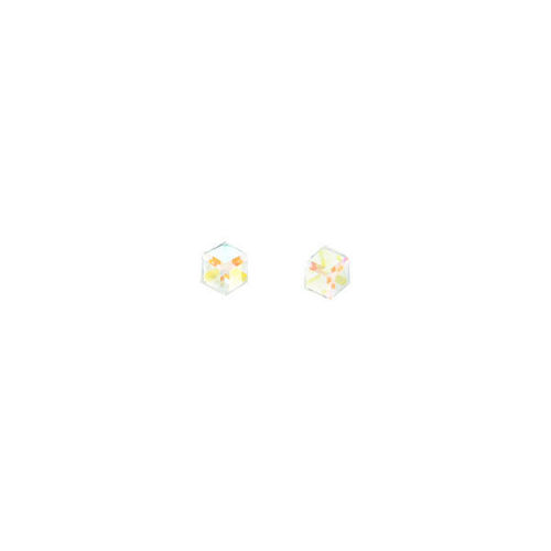 Picture of Crystal  Solid Square Shape Pierced Earrings Sterling Silver Post Crystal Aurore Boreale (001AB) Color
