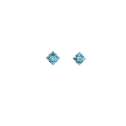 Picture of Crystal Earrings Square Pierced Sterling Silver Post Blue Ziron(229) Color