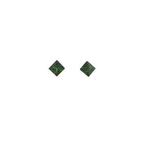 Picture of Crystal Earrings Square Pierced Sterling Silver Post Emerald (205) Color