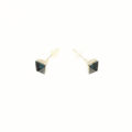 Picture of Crystal Earrings Square Pierced Sterling Silver Post Montana (207) Color