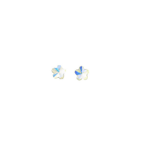 Picture of Crystal Flower Shape Earrings Pierced Sterling Silver Post Aurore Boreale (001AB) Color