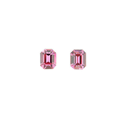 Picture of Crystal Octagonal Earrings Pierced Sterling Silver Post Hyacinth (236) Color