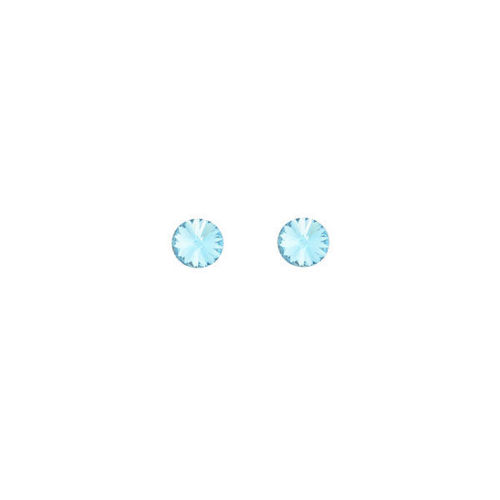 Picture of Crystal Round Shape Earrings Pierced Sterling Silver Post Blue Zircon (229) Color