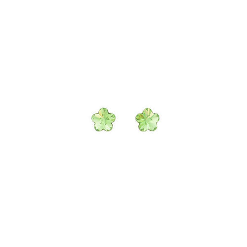 Picture of Crystal Flower Shape Earrings Pierced Sterling Silver Post Peridot (214) Color